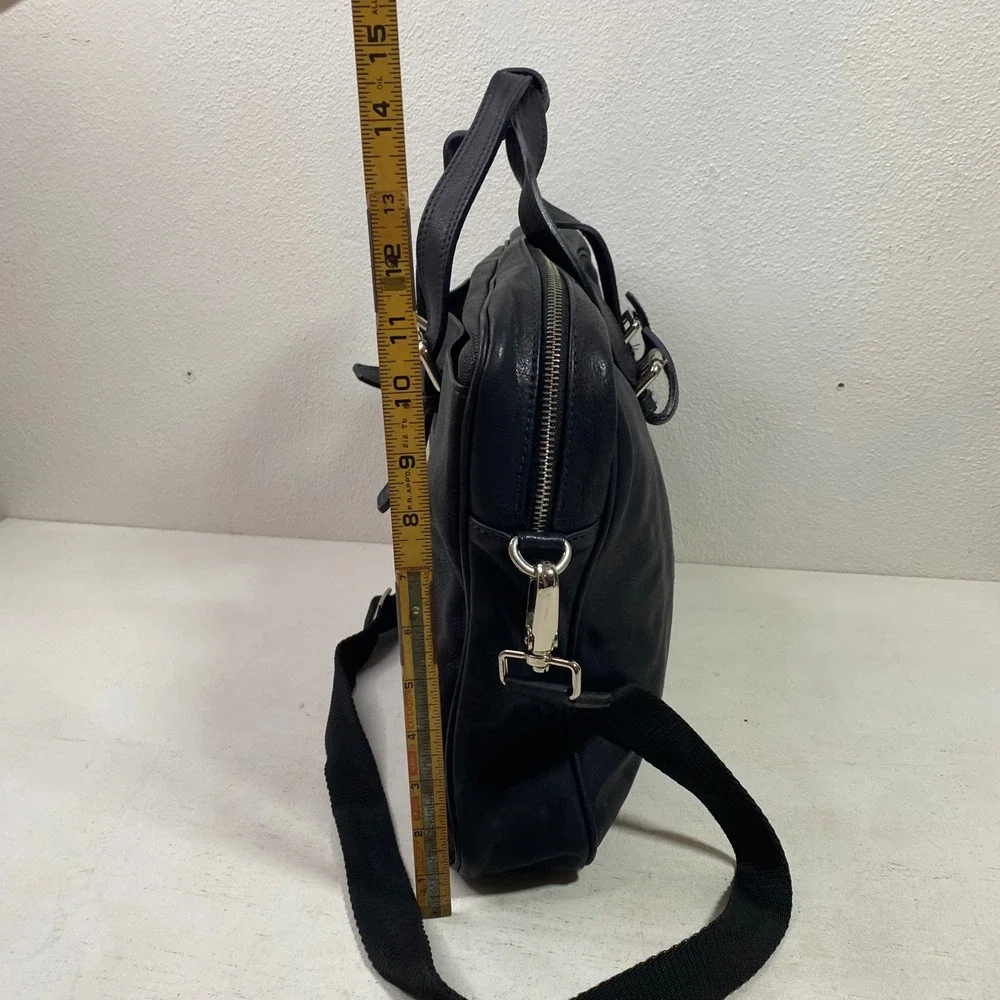Cole Haan Black Leather Briefcase Laptop Bag Made in Italy Business Casual